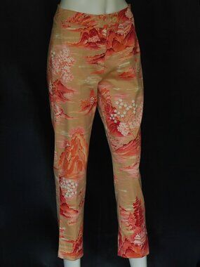 Signe Paris Coral & Tan Trousers With Japanese Scenery - France
